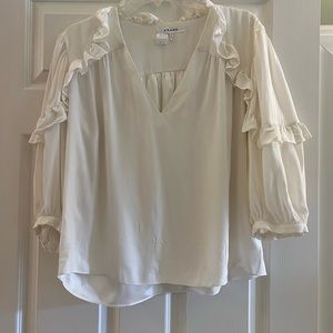 Frame off white silk v- neck blouse